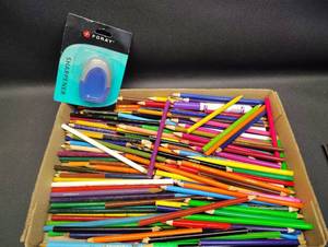 lot 84 image: Huge Bundle of Colored Pencils and Sharpener
