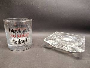 lot 87 image: Whiskey Glass and Glass Ashtray