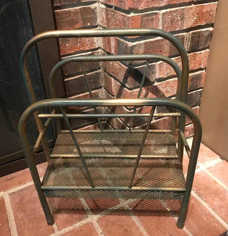 lot 63 image: Antique metal magazine rack