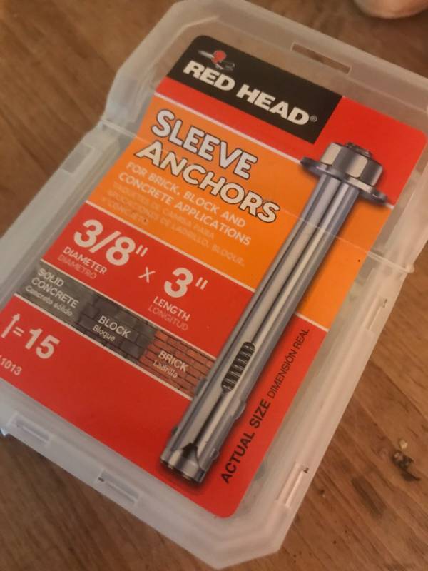lot 85 image: Box of Red Head Sleeve Anchors for Brick, Concrete