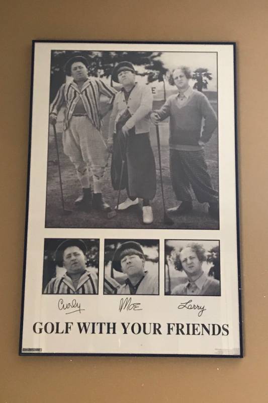 lot 108 image: Framed Poster for Three Stooges playing Golf