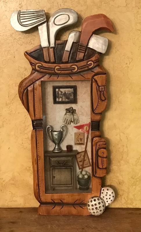 lot 109 image: Golf Bag Shaped Shadow Box