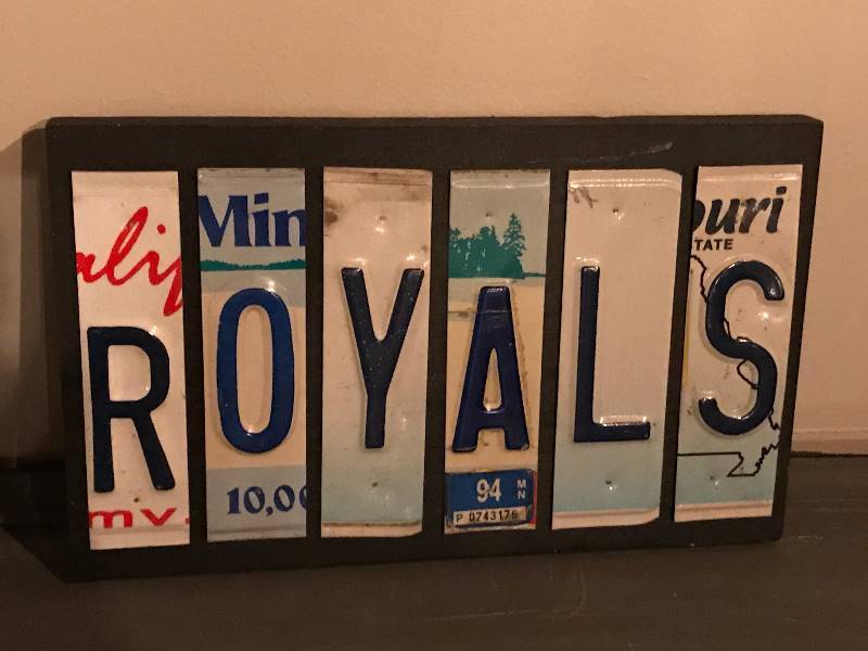 lot 126 image: Royals wall dcor made out of license plates