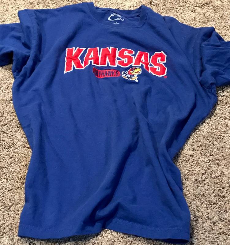 lot 161 image: Kansas University (KU) Jayhawk T shirt Large