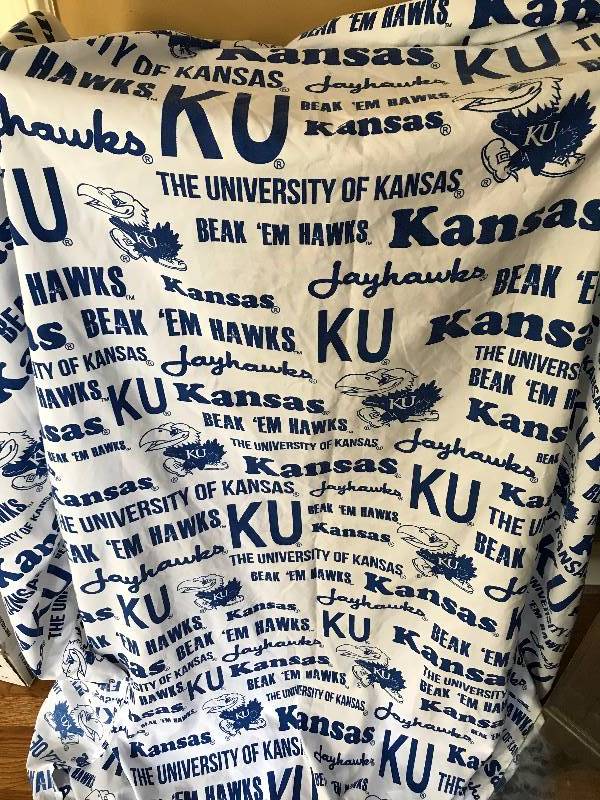 lot 192 image: Kansas University (KU) Jayhawk materialhandmade sheet