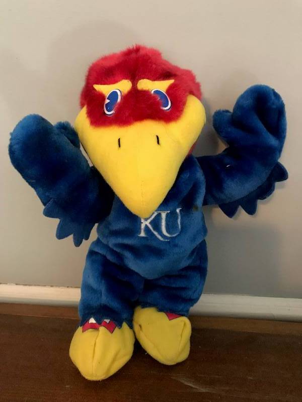lot 200 image: Stuffed Teddy Bear in costumedisguise as Kansas University (KU) Jayhawk