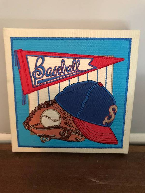 lot 210 image: Wrapped Canvas Baseball Wall Art-9 x 9