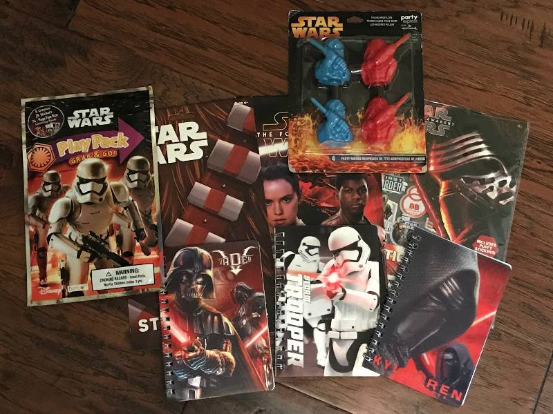 lot 262 image: Set of Star Wars Erasers, Stickers, notebooks (50 page 3-D Journal 4 x 5.75) and Play Pack