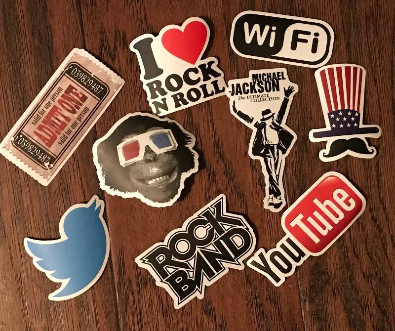 lot 276 image: Variety of Stickers-social media and movies with a little Rock n Roll