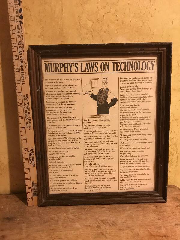 lot 2009 image: Murphys Law on Technology--framed dcor