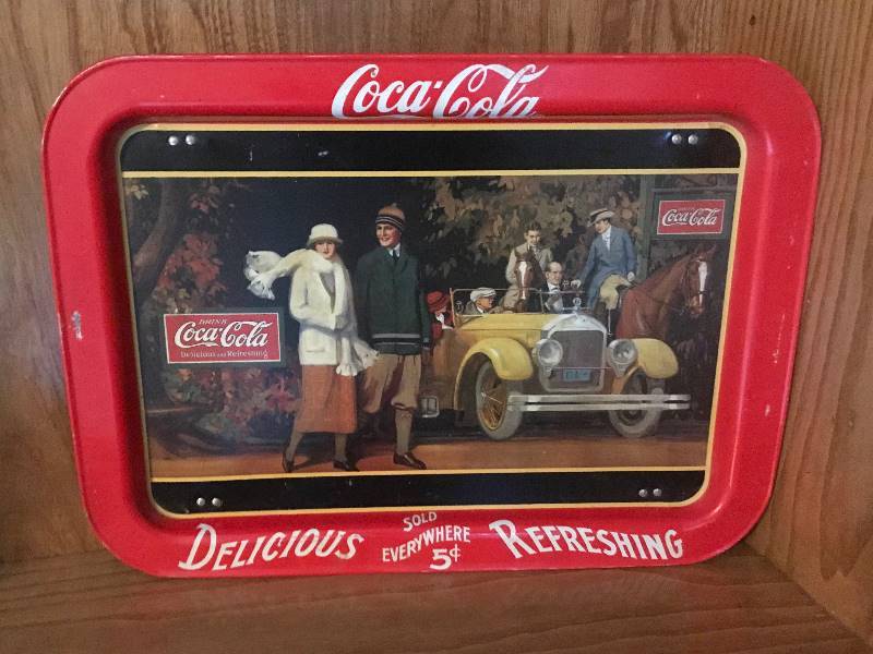 lot 2020 image: Coca Cola metal TV Tray with folding legsstand