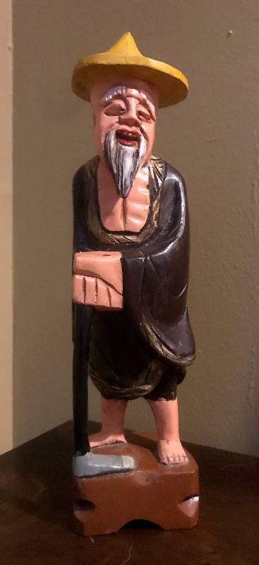 lot 2050 image: Colorful Asian Carved Wiseman