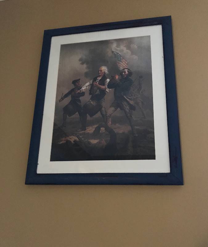 lot 2082 image: Framed with Glass-Civil War Soldiers marching past battlefield