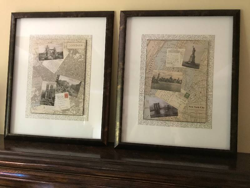 lot 2087 image: Framed Montage of London and New York