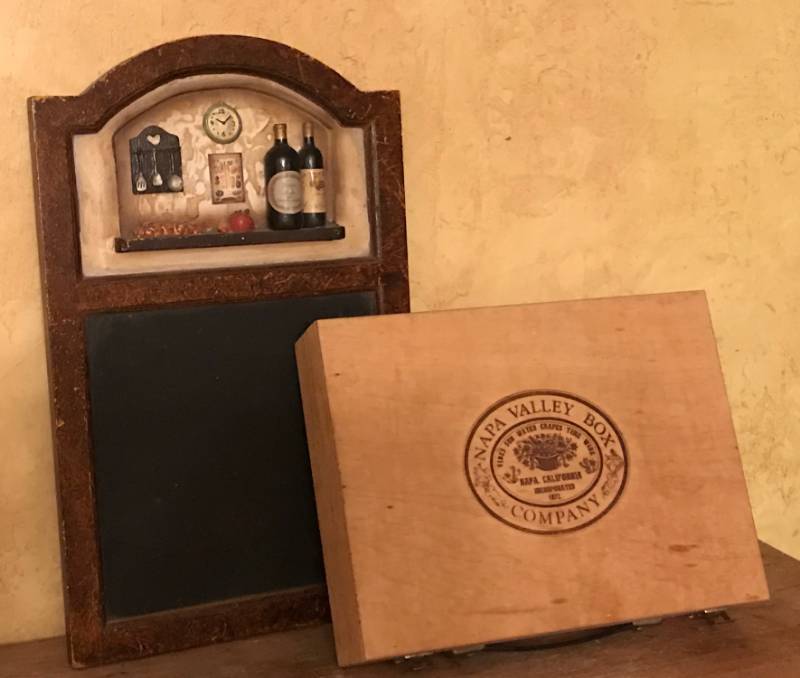 lot 2130 image: Set of Dcor---chalk board and Napa Valley Box Company