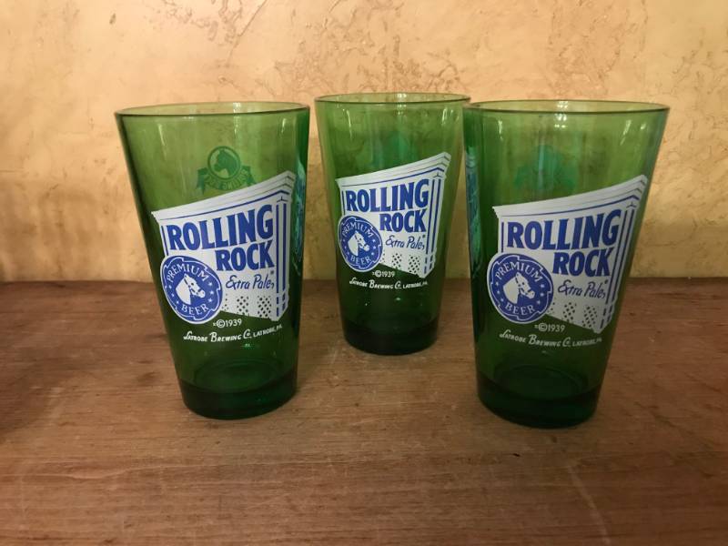 lot 2164 image: Set of 3 Rolling Rock Beer Glasses