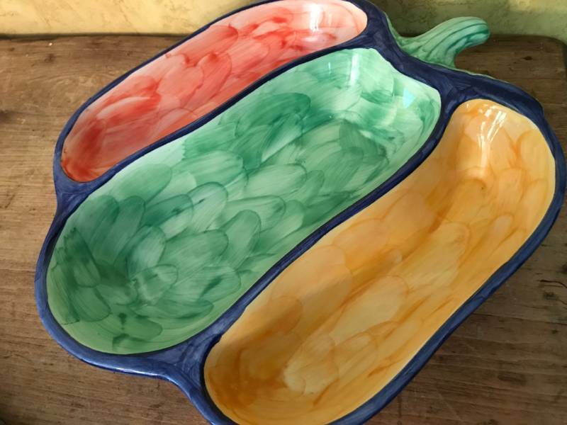 lot 2218 image: Colorful painted pepper serving dish