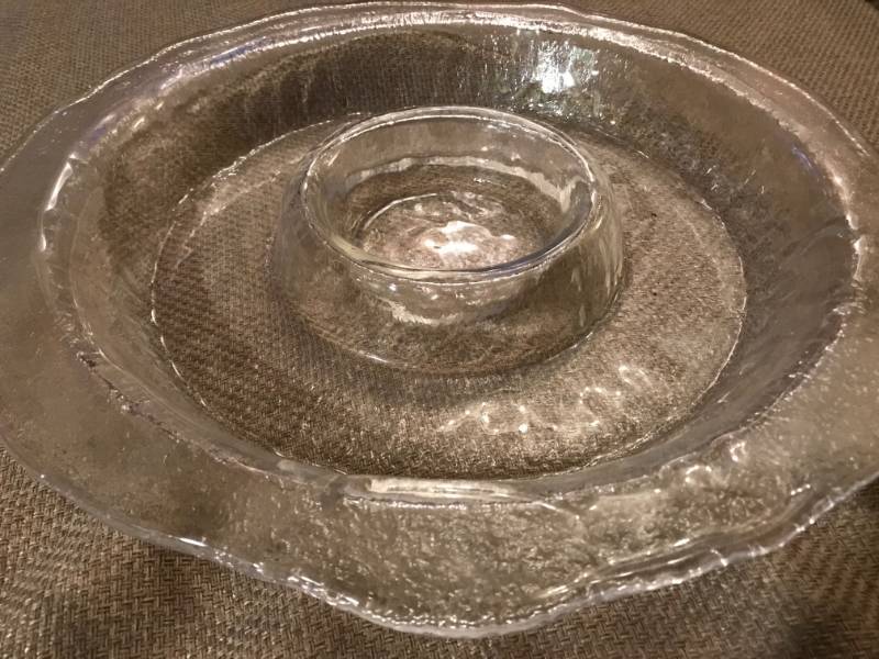 lot 2220 image: Glass Serving Dish with center for dipping