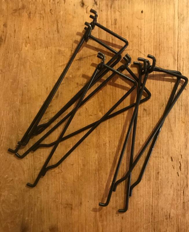 lot 2235 image: Set of 3 Peg board 10 shelf hooks
