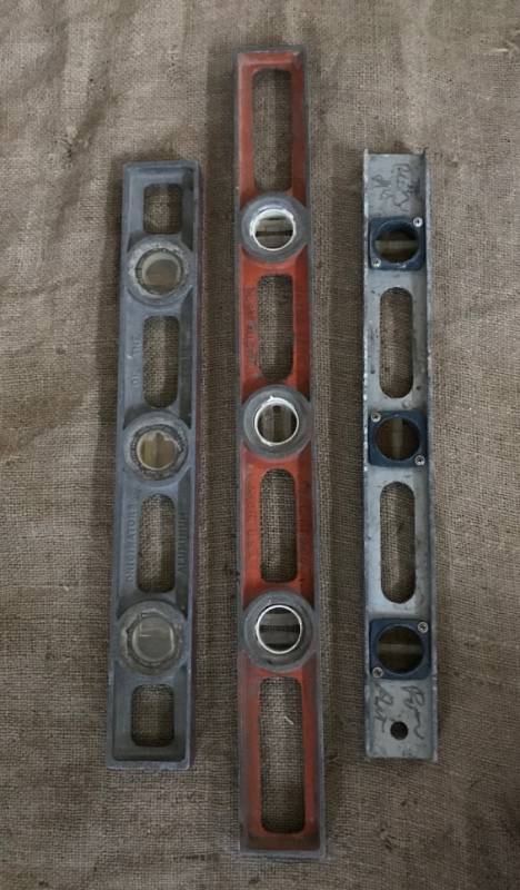 lot 2236 image: Rustic metal levels-set of 3