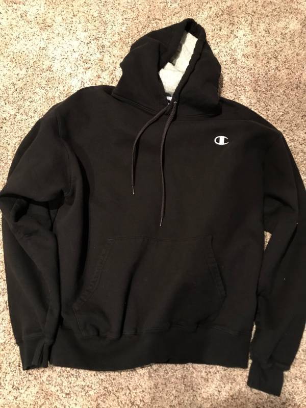 lot 2323 image: Black Champion hooded sweatshirt Large
