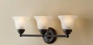 lot 24408 image: Hampton Bay Ashhurst 3-Light Oil Rubbed Bronze Vanity Light with Frosted Glass Shades