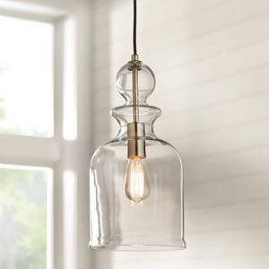 lot 24412 image: 8.38 in. 1-Light Brushed Nickel Pendant with Clear Glass Shade