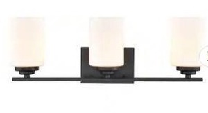 lot 24444 image: 22 in. 3-Light Matte Black Vanity Light