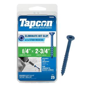 lot 24448 image: Tapcon 5033669 2.75 in. Star Flat Head Concrete Screws  Pack of 25, lot of 6 packs