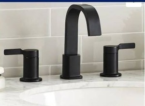 lot 24454 image: Allen  Roth Veda Matte Black Bathroom Faucet- Retail $120