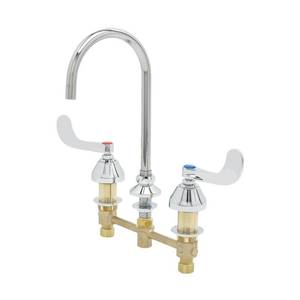 lot 24478 image: T And S Brass B-2866-05-Fc15 1.4 GPM 8  Concealed Deck Mounted Lavatory Faucet - Chrome