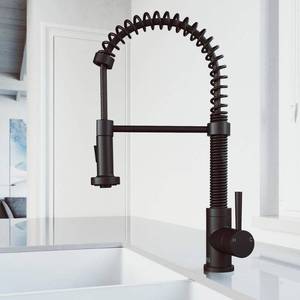 lot 24492 image: VIGO Edison Single Handle Pull-Down Sprayer Kitchen Faucet in Matte Black- Retail $244