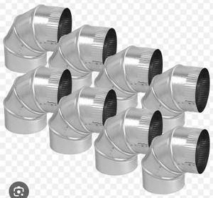 lot 24493 image: Imperial 4-inch Galvanized Steel 90 degree Adjustable Elbows - 30 Gauge, lot of 8