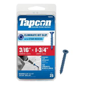 lot 24517 image: Tapcon 5033613 1.75 in. Star Flat Head Concrete Screws  Pack of 25, lot of 6 packs