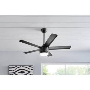 lot 24520 image: Merwry 48 in. Integrated LED Indoor Matte Black Ceiling Fan with Light Kit and Remote Control