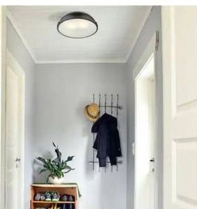 lot 24528 image: Golden Lighting Duncan 14 in. 2-Light Matte Black Flush Mount with Matte Black Shade