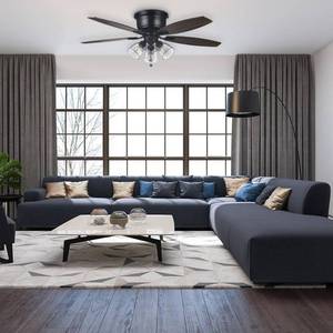 lot 24529 image: Hampton Bay 51829 Stoneridge 52in Matte Black Hugger LED Ceiling Fan with Light Kit