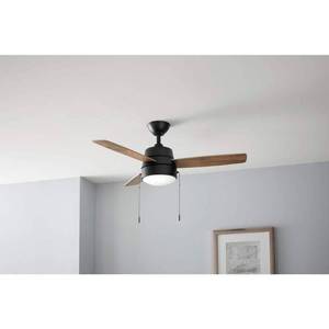 lot 24540 image: Caprice 44 in. Integrated LED Indoor Matte Black Ceiling Fan with Light Kit