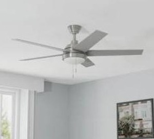 lot 24551 image: Harbor Breeze Amberwood Easy2Hang 52-in Brushed Nickel with WalnutSilver Blades, (Incomplete)