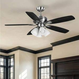 lot 24571 image: Hampton Bay Hollis 52  Indoor LED Brushed Nickel Dry Rated Ceiling Fan wRemote
