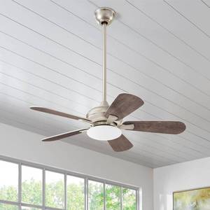 lot 24572 image: Home Decorators Benson 44  LED Nickel Ceiling Fan with Light and Remote Control