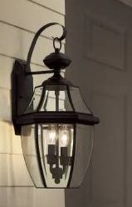 lot 24575 image: Portfolio Brayden 2-Light 20.5 Black Outdoor Wall Light #338651