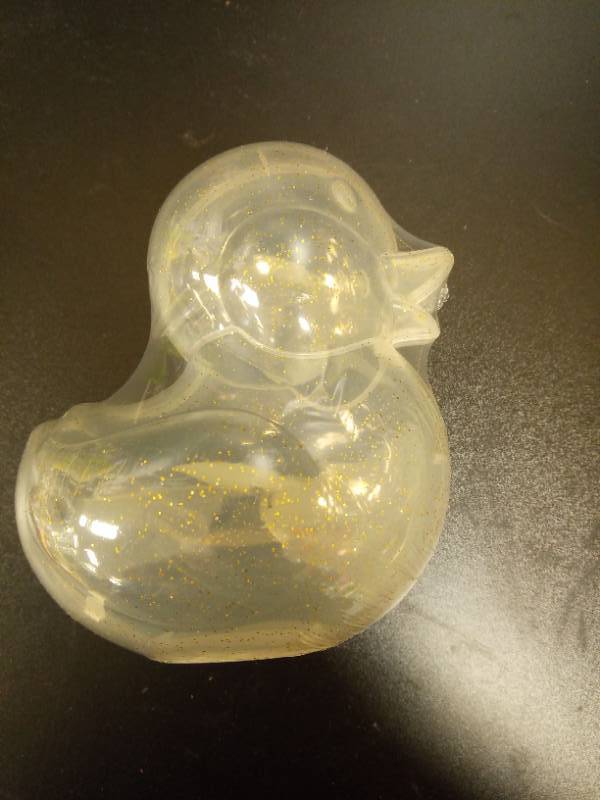 lot 2040 image: Clear Rubber Duck with Gold Glitter - Retail $12