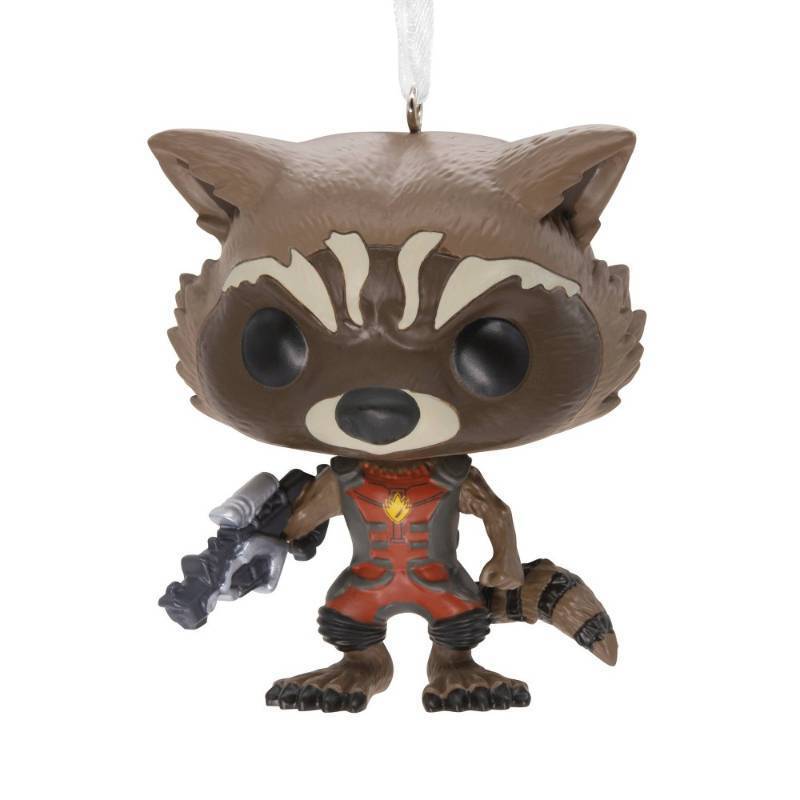 lot 2043 image: Hallmark Funko POP Marvel Rocket Racoon Christmas Tree Ornament - Retail $18