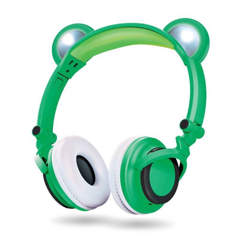 lot 2045 image: ARTSOUND LED Light Up Frog Bluetooth Wireless  Wired Headphones Built-In Microphone - Retail $13