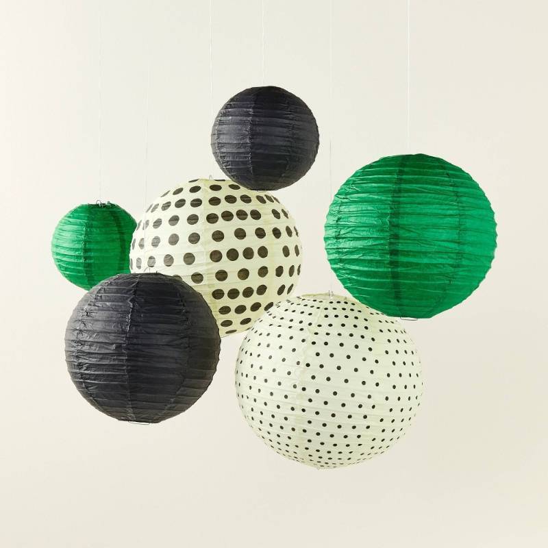lot 2054 image: 6pc Polka Dot Novelty Lantern Set BlackCreamGreen - kate spade new york x Target - Retail $12