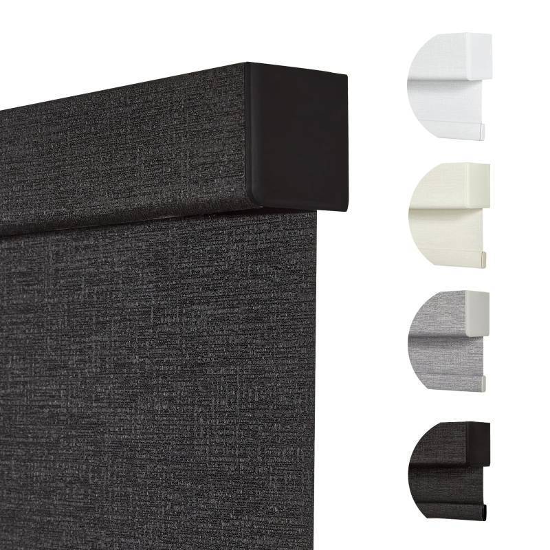 lot 2099 image: Persilux Custom Size Free-Stop Cordless Blinds for Indoor Windows with Cover, Window Shades Blackout Roller Blinds, Thermal Insulated Fabric UV Protection for Kitchen, Office, Living Room, Black - Retail $48