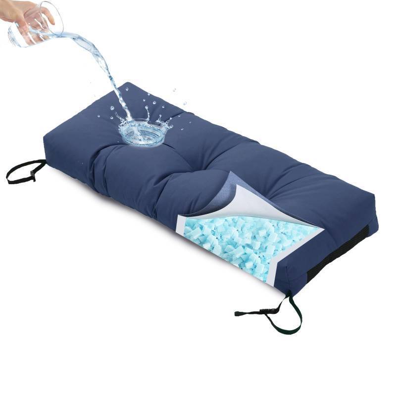 lot 2112 image: YIJIAN HOME Outdoor Bench Cushion, Blue Shredded Memory Foam, Waterproof Patio Furniture Cushion Fade Resistant Indoor Window Seat Pad 4.5inch Extra Thick with Adjustable Strap 42 x 16 Inch, GREY - Retail $23