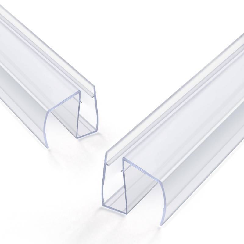 lot 2122 image: Bathroom Shower Glass Door Bottom Seal Strip, 2PCS 36 Inch Long Clear PVC Seal Strips for 14(6mm) Thick Framless Glass Door Panel - Retail $23