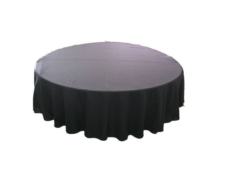 lot 2124 image: LA Linen Polyester Poplin Washable Round Tablecloth, Stain and Wrinkle Resistant Table Cover 90, Fabric Table Cloth for Dinning, Kitchen, Party, Holiday 90-Inch, Black, (TCpop90R_Black) - Retail $25